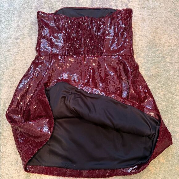 Sequin Strapless Burgundy Dress from Zara - Picture 6 of 6